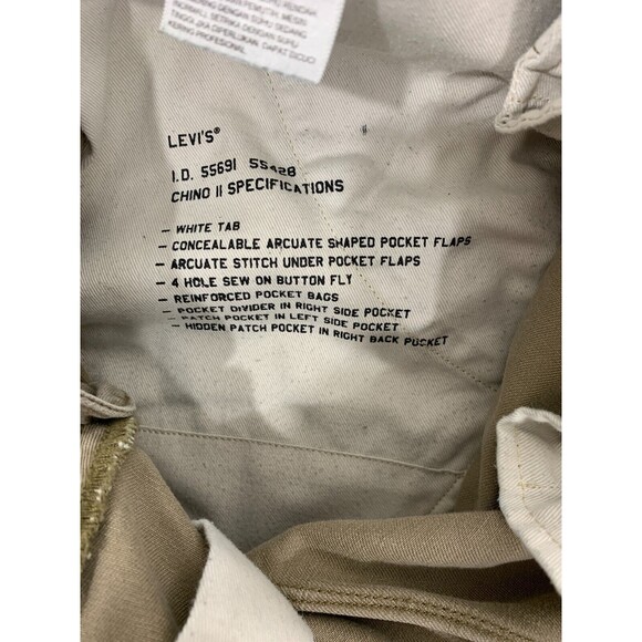 LEVI's 32x30 Chino White Tab Hidden Concealed Button Fly Reinforced Pockets - Picture 8 of 16